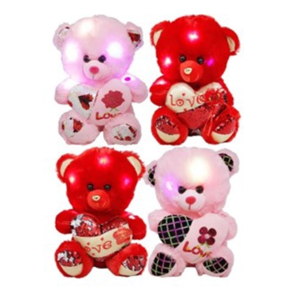 Pink and Red Heart Plush Teddy Bears Set